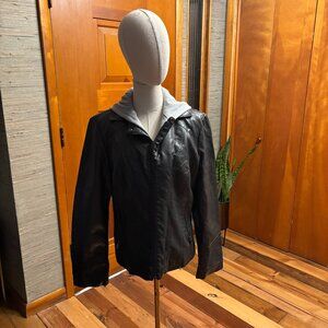 Roz & Ali Faux Leather Hooded Jacket